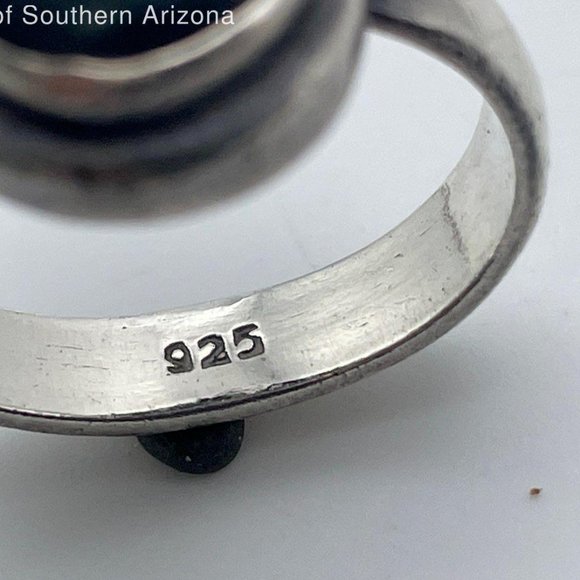 Unisex Sterling Silver 925 Oval Shape Hematite Black Stone Ring Size 5.5 - Picture 3 of 5